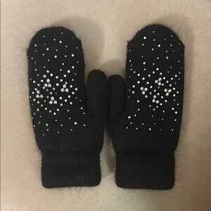 Cozy Sparkly Black Kids’ Mittens with Bling